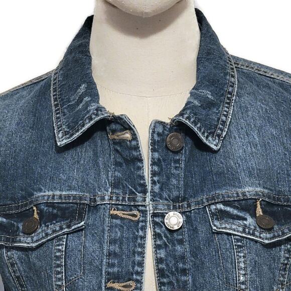 Noisy May Distressed Denim Jacket Blue Medium Wash Classic Trendy Streetwear S - Picture 3 of 14